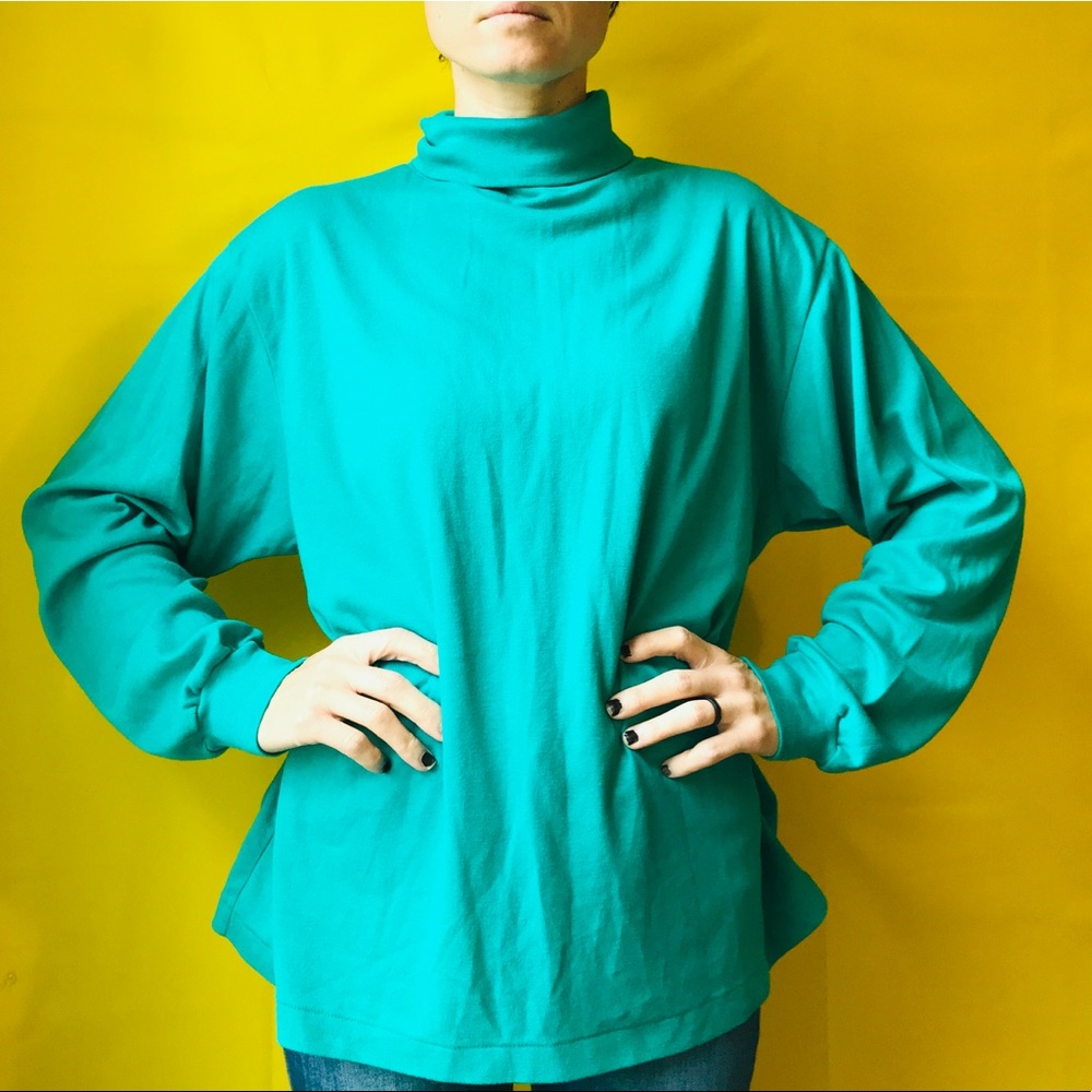 80s Teal Turtleneck Vtg Vintage 1980s